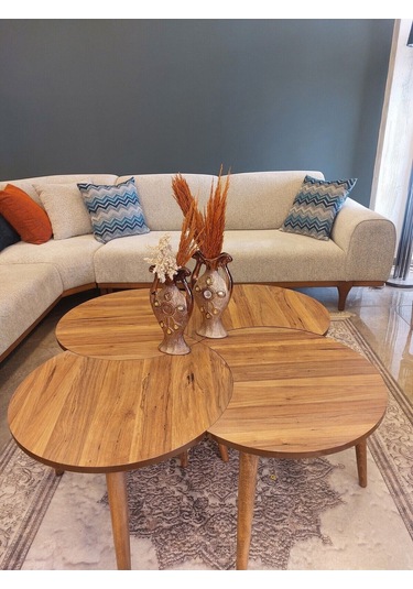 Akset Rüzgar Gülü Orta Sehpa Ve Zigon Full Ceviz