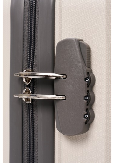 Elatae Premium Polipropilen Kırılmaz 3'lü Valiz Seti Bej - Antrasit V305 Bej