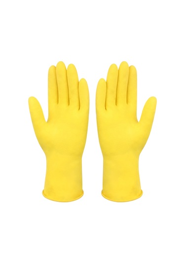 Ranyeek Sünger Lastik Ev İşleri Eldiveni - Yıkama Ve Temizlik İçin İnce L Beden Sarı Tam Parmaklı Eldiven