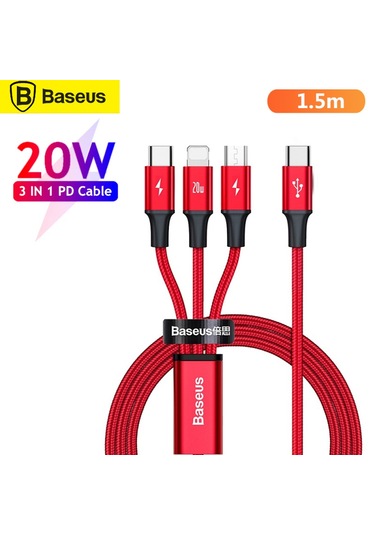 Reedark 3'ü 1 Arada Pd 20w Hızlı Şarj Kablosu, İphone Uyumlu 15/14/13/12, Android, Type-c/micro Usb İçin Hızlı Şarj Ve Veri Senkronizasyonu