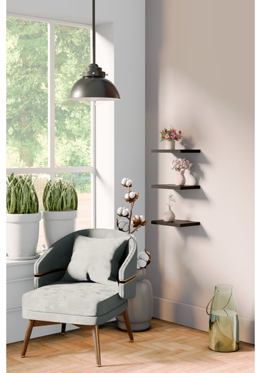 Yankı-BYEG 20 cm 3lü Mat Siyah Mdf Duvar Rafı Gizli Bağlantı Çiçeklik