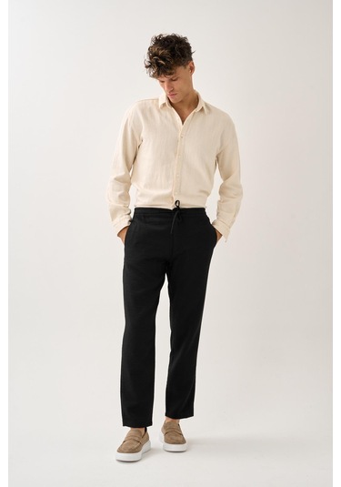 Alexandergardi Smart Casual Dokulu Pantolon Siyah
