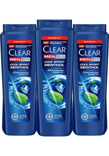 Clear Men Kepeğe Karşı Etkili Şampuan Cool Sport Menthol 600 Ml X3