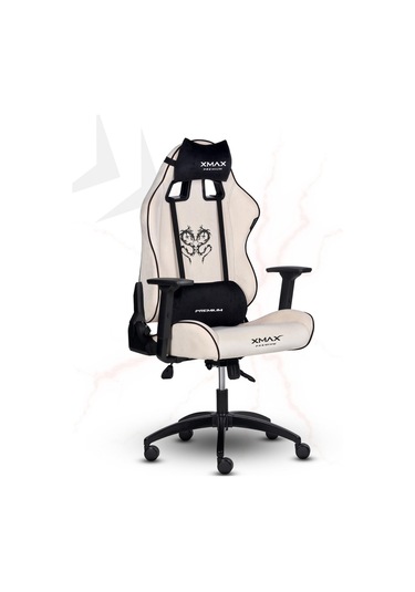 Rio Balerion Terletmez Kadife Kumaş Beyaz Gaming Oyuncu Koltuğu Krem