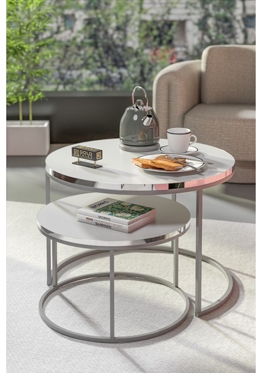 Orta Sehpa Ikili Lüx Specıal Gümüş Beyaz