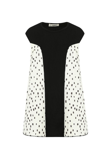 Luess Kız Çocuk Regular Kalıp Desenli Elbise-siyah-beyaz Beyaz - Siyah