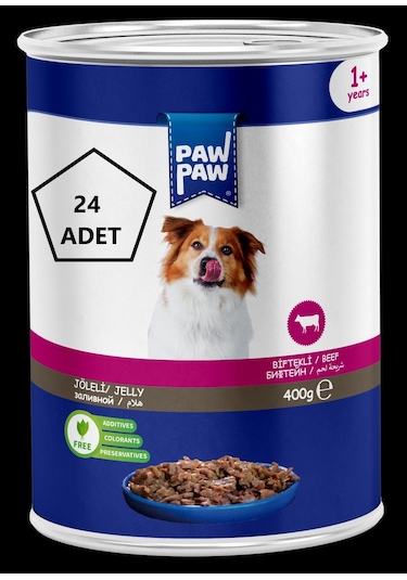 Paw Paw Jöleli Biftekli Yetişkin Köpek Konservesi 24 x 400 G
