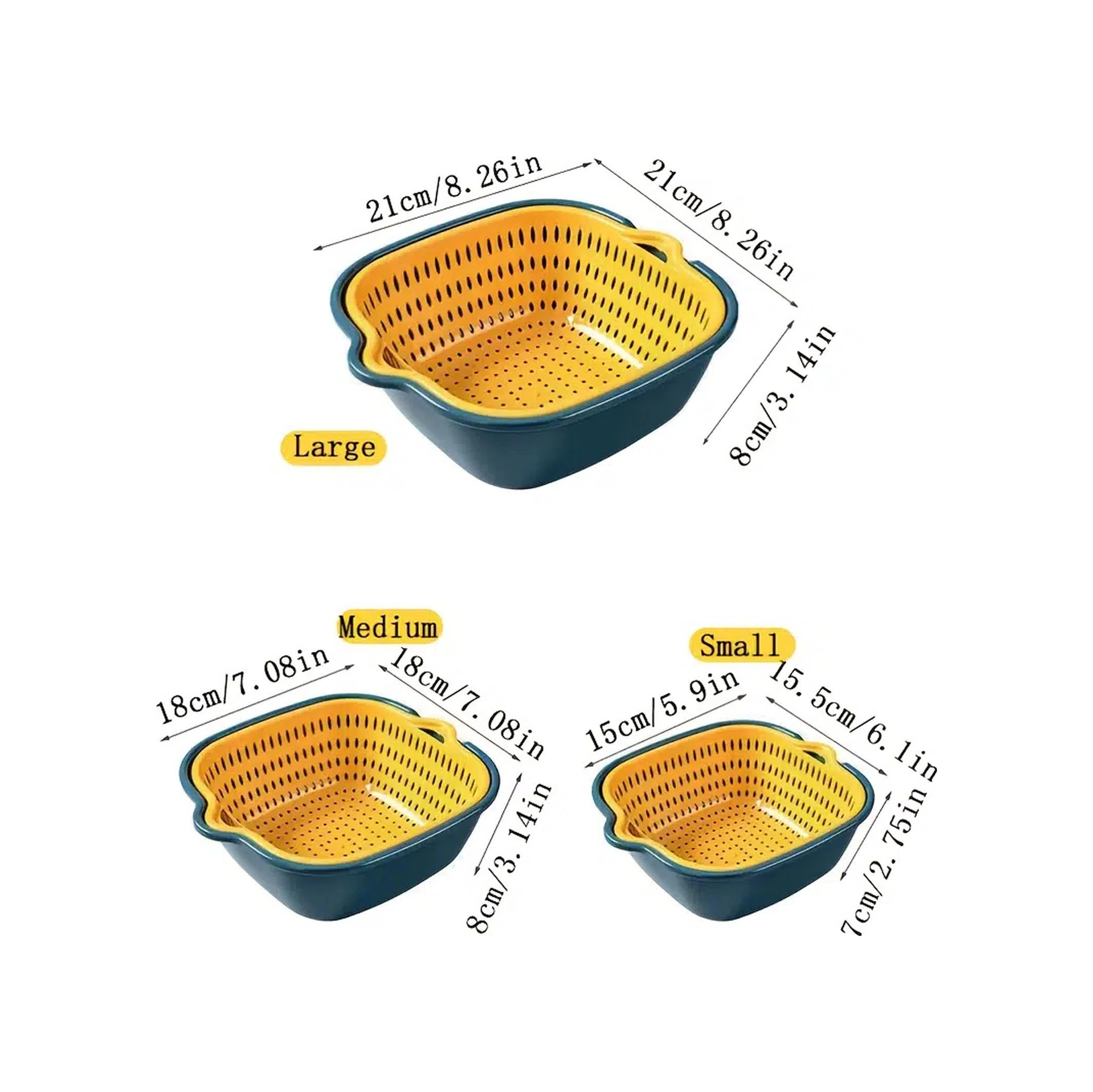 Skycity Ev Kullanıma 6'lı Katlı Plastik Yıkama Sepeti - Mutfak Meyve Sebze Süzme Sepeti Büyük-orta-küçük Set - Güvenli, Dayanıklı Ve Kolay Temizlenir Mavi - Sarı