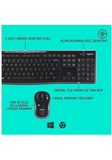 Logitech MK270 Kablosuz İngilizce Q Klavye Mouse Set