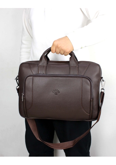 Kahverengi Evrak Ve Laptop Çantası 15,6 İnç Unisex Kahverengi