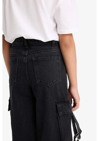 Defacto Kız Çocuk Wide Leg Kargo Geniş Paça Jean Pantolon E6185a825aunm36 Antrasit