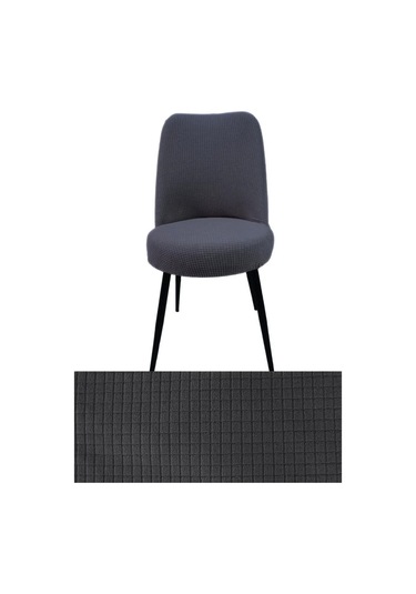 StarMall Yıkanabilir Streç Lastikli Likralı Oval Sandalye Kılıfı - Yuvarlak Sandalye Örtüsü 1 Adet Antrasit