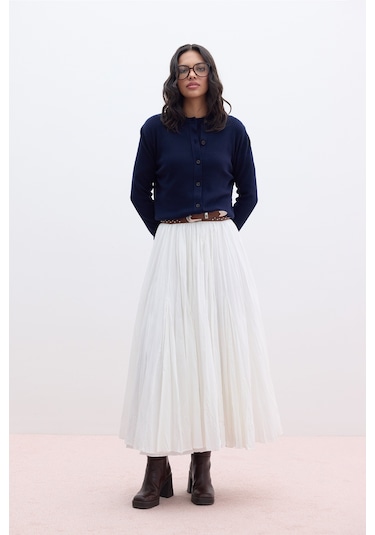 Pılıse Maxı Etek Ekru Ekru