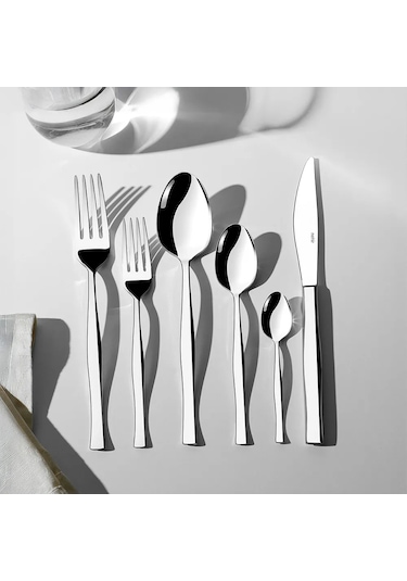 Nehir Zarif Sade 12 Kişilik 72 Parça Çatal Kaşık Bıçak Takımı Gri