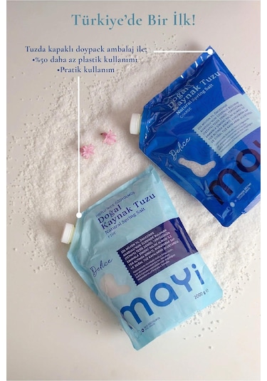 Mayi Tuz İyot İlaveli İnce Öğütülmüş Doğal Kaynak Tuzu 2 x 2 KG + Sprey Sıvı Tuz 150 ML