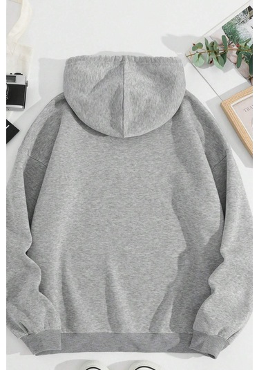 Malıbu Baskılı Oversize Sweatshirt Gri