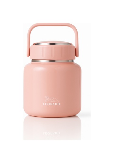 Çelik Mama Termosu Sıcak Veya Soğuk Yiyecekler İçin Öğle Yemeği Termosu 900 Ml - Pembe Pembe