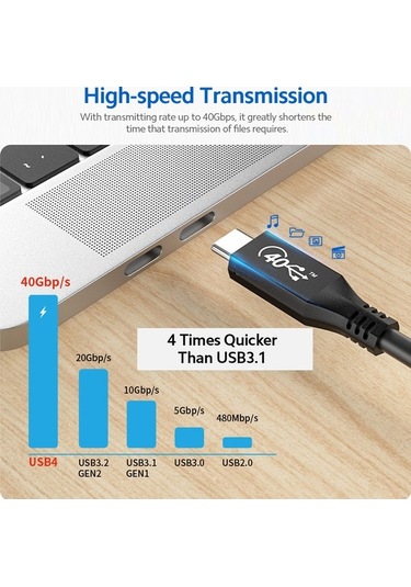 Novahub Usb4 Type-c Kablo: 8k 60hz Video, 40gbps, 100w Hızlı Şarj, Thunderbolt3, 1m Uzunluk, Yüksek Hızlı Veri Aktarımı