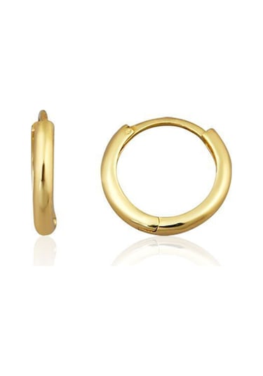 14 Ayar Altın Bombeli Halka Küpe - Sarı 1.2 Cm