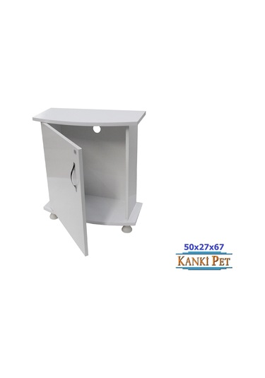 Kanki Pet 50 Cm MDF Bombeli Akvaryum Sehpa Beyaz 50x27x67 Cm