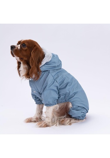 Pettrend Gri Kürklü Tulum Küçük Irk Köpek Yağmurluğu