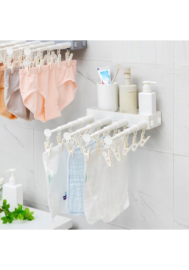 Homyl Klip Ve Damlama Askısı 20 Klipsli Depolama Eşarp Beyaz Beyaz Diğer