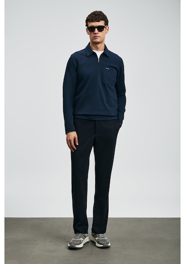 Lufian Erkek Lucas Smart Polo T-shirt 112040043 Koyu Lacivert Koyu Lacivert