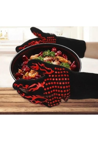 Ulzyvf Mavi 2 Adet Barbekü Mikrodalga Fırın Eldivenleri 800 Derece Isıya Dayanıklı Eldiven Kaymaz Yanmaz Pişirme Fırını Eld Mavi