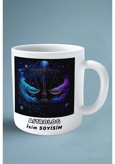 Astrolog Baskılı Kupa Bardak Çift Taraflı Baskı Kişiye Özel Model 9 Çok Renkli