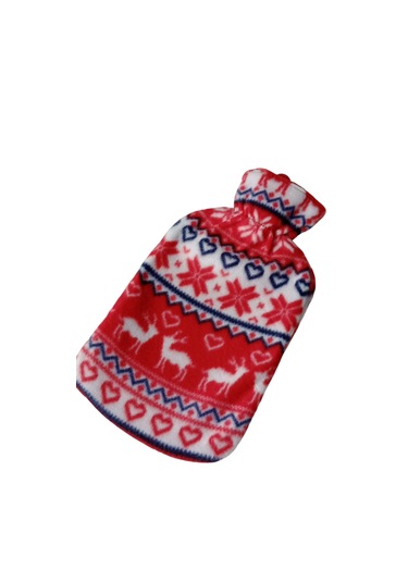 Vichy Geyik Desenli Polar Kılıflı Sıcak Su Torbası Kırmızı