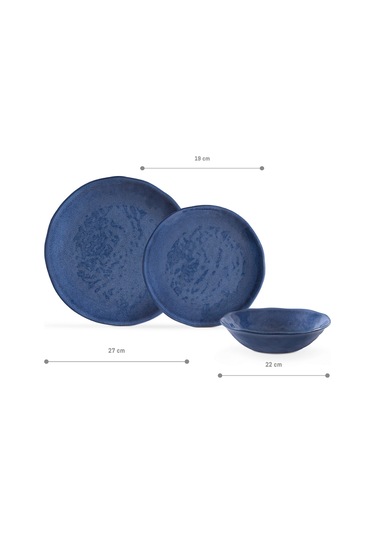 Madame Coco Mady 6 Kişilik 18 Parça Yemek Takımı - Koyu Mavi Mavi