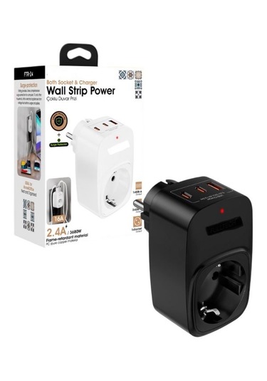 3680w 2.4a 2xusb 1xtype-c 1xsoket Alman Akım Korumalı Saf Bakır Ç