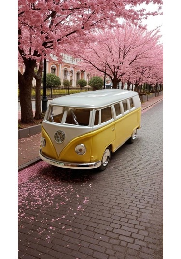 Nostaljik Metal Çek Bırak Sarı Wv Minibüs Araba Kapılar Açılır Diğer