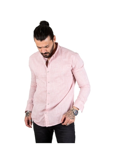 Deepsea Erkek Çizgili Likralı Hakim Yaka Gömlek (541217898)