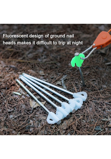 Yifomall Kamp Tenteği İçin 21cm Gümüş Çelik Fenerli Toprak Çivisi - Kalınlaşmış Rüzgar Direnci - 10 Adet Kamp Aksesuarı Gümüş