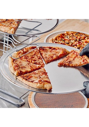 10 İnç Genişliğinde Kenarlı Alüminyum Pizza Tepsisi Gümüş