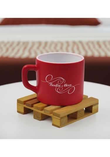Bk Gift Kişiye Özel İsimli Kırmızı Renkli Middle Çay & Kahve Fincanı-2, Arkadaşa Hediye, Sevgiliye Hediye, Doğum Günü Hediyesi Kobitmeyencom32496 Bk G