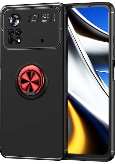 Xiaomi Poco M4 Pro 4g Kılıf Zore Ravel Silikon Kapak Siyah-Kırmızı