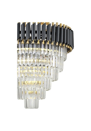 Avizemoda Palmira 60 Cm'Lik Kristal Taşlı Lüks Avize 6'Lı - (Siyah-Gold)