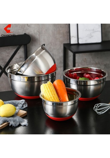 Monyee 20cm Multifonksiyonel Paslanmaz Çelik Kabağı: Kayma Engellli Silikon Tabanlı, Pişirme, Yıkama Ve Salata İçin