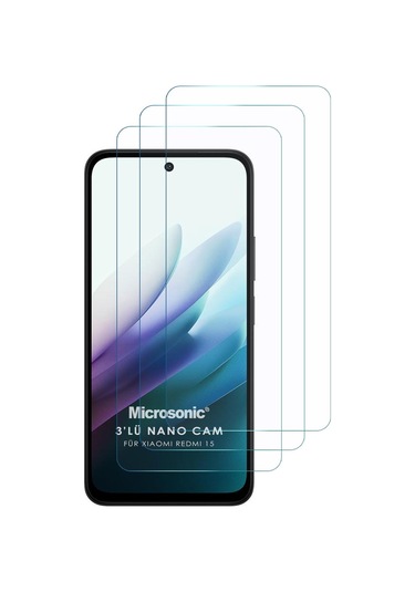 Microsonic Xiaomi Redmi 15 Screen Protector Nano Glass Cam Ekran Koruyucu 3 Lü Paket