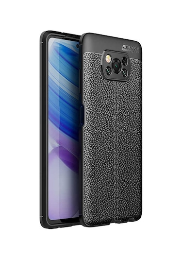 Xiaomi Poco X3 Pro Kilif Lens Koruma Deri Görünümlü Silikon Kapak 493893794