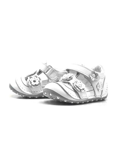 Hapshoe Hakiki Deri Gümüş Beyaz Cırtlı Yazlık Ilk Adım Ayakkabı Gümüş