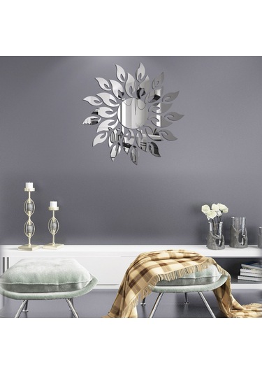 Youmex Gümüş Renkli 27 Parça Plastik Ayna Duvar Sticker Seti - Ev Dekorasyonu Arka Plan Dıy Duvar Dekoru Gümüş