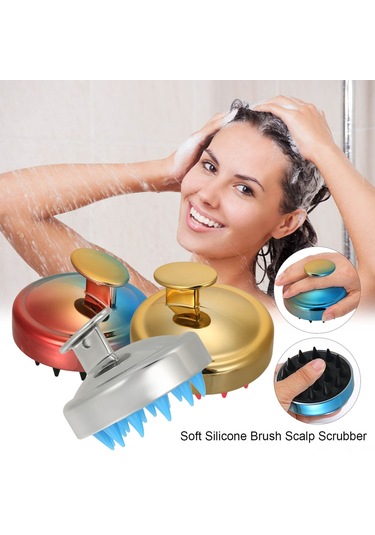 Samdoo Yumuşak Silikon Saç Yıkama Fırçası - Ev Ve Kuaför Kullanıma Uygun - Scalp Masaj Ve Temizlik Aracı - Gümüş Renk