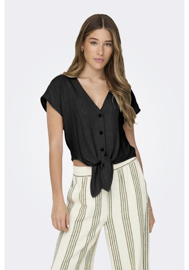 Onlsıesta Ss Knot Lın Bl Shırt Pnt Noos Siyah Renk