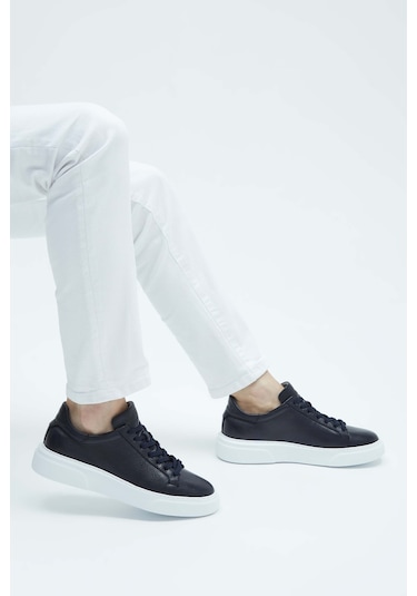 Tamer Tanca Erkek Hakiki Deri Lacivert Sneakers & Spor Ayakkabı 04 2501 Erk Ayk Y23 Lacı Fltr Lacivert