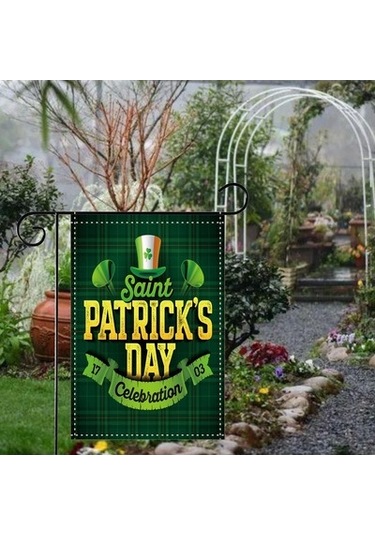 Lijinxu St Patricks Günü Bahçe Bayrağı Yeşil Şapka Stil-a
