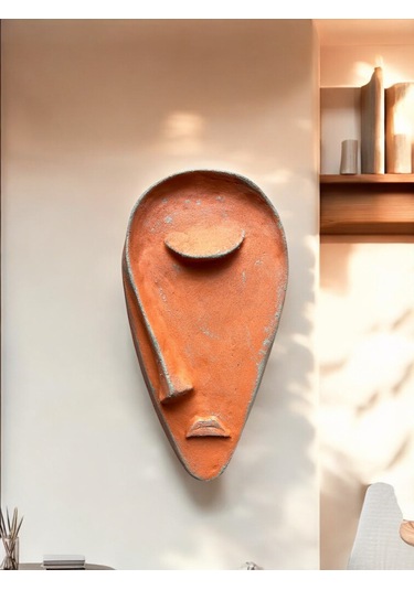 Taş Heykel Duvar Maskesi, El Yapımı Soyut Yarı Yüz Duvar Dekoru, Ev Ve Ofis Hediye Dekor