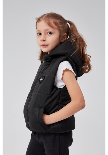 Benitto Kids Kapüşonlu Kız Çocuk Şişme Yelek 51307 Siyah